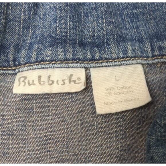 Rubbish Jacket Juniors L Large Denim Long Sleeve Medium Wash Collared Buttons - Picture 6 of 6